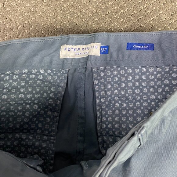 Peter Manning Classic Fit Chino Pants Men's 29 x 27 Actual 29 x 26.5 Blue Cotton - Picture 8 of 14